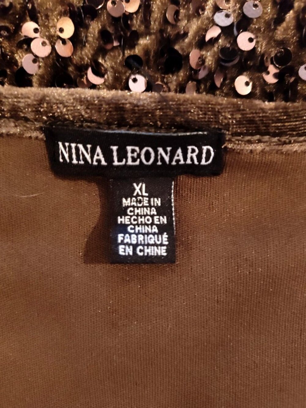 Nina Leonard Velvet Sequined Sleeveless Tank Top In Black For Women Shimmering P - Picture 7 of 9